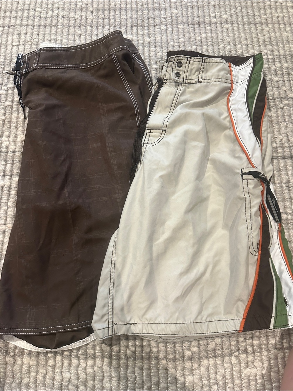 Men's Brown and Cream Board Shorts
